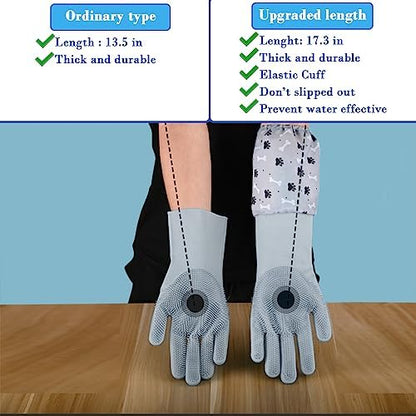 Pet Grooming Gloves Pet Hair Remover Cat, Dog Washing Gloves Silicone Heat Resistant Cleaning Gloves with High-Density Teeth Grooming Gloves for Dogs, Cats, Horses, Rabbits (1 Pair - Gray) - Image 2