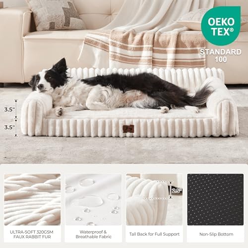 Orthopedic Dog Bed Large 35x25x9.5” Washable Cover Cream - Image 3