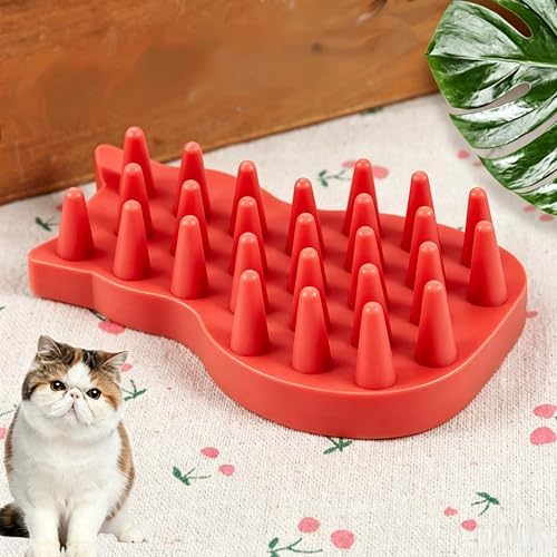 Pet Bath & Massage Brush,Pet Grooming Brush,Soft Rubber Scrubber for Brushing,Massaging,Bathing,Shampooing and Reducing Hairballs (Red, Style 1) - Image 7