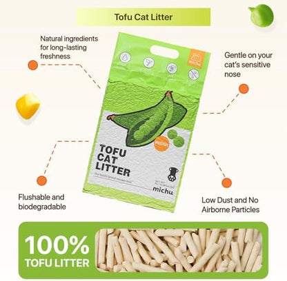 Michu Tofu Cat Litter Natural Clumping Tofu Cat Litter, Fast Clumping and Easily Scoop-able 5.5lb/88oz 5 Scents - Original + Ocean Fresh, 2 Pack - Image 5