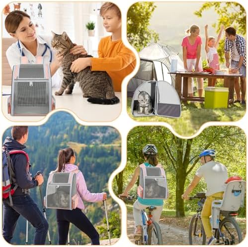 Cat Backpack Carrier Large Pet Backpack for Small Dog Medium Cat Puppy Kitten Bunny up to 15lbs, Ventilated Mesh Dog Collapsible Travel Backpack for Hiking Walking Outdoor - Image 7