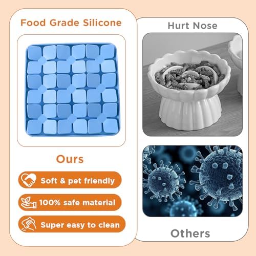 2 Pcs Silicone Snuffle Lick Mat for Dogs, 8 x 8 Inch with Suction Cups, Slow Feeder Puzzle Toy for Mental Stimulation Anxiety Relief, Blue & Purple - Image 3