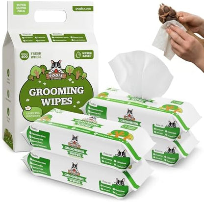 Pogi’s Dog Wipes – Hypoallergenic Pet Wipes for Paws, Body & Butt – Cleaning & Hydrating, Green Tea Scent, 400 Count by PogisPetSupplies