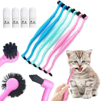 Dual Sided Cat Toothbrush Dog Toothbrush Finger Brush Micro Head to fit into Small to Large Dogs & Cats (Black, Small) by PenVinoo