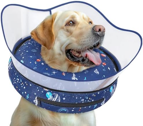 Elevated Inflatable Dog Cone Collar to Stop Licking, Doggie Donut Collar After Surgery, Soft Dog Cone Alternative for Small Medium Large Dogs by Toptakeit