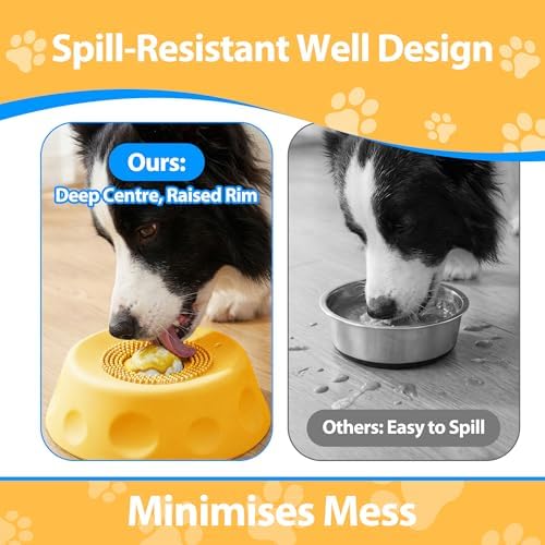 Dog Lick Bowl with Rolling Ball, Slow Feeder Dog Bowls for Liquid Treats & Bone Broth, Interactive Lick and Roll Bowl for Dogs, Spill-Proof Dog Licking Toy for Anxiety Relief & Digestion - Image 4