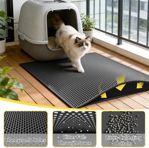 Cat Litter Mat, 30"x24", Waterproof, Easy to Clean (Black-1Pack) - Image 2