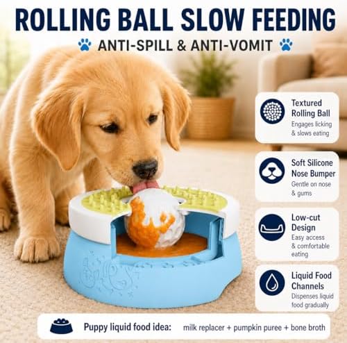 FOXMM Dog Lick Bowl Slow Feeder with Rolling Ball - Image 5