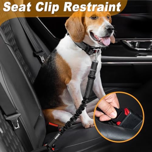 3 Piece Set Dog Seat Belt Retractable Dog Car Seatbelts Adjustable Pet Seat Belt for Vehicle Headrest Restraint Adjustable Heavy Duty & Elastic & Durable Car Harness for Dogs - Image 3