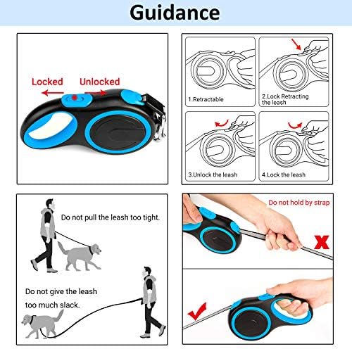 Segarty 26 Ft Retractable Dog Leash, 8m Retractable Leash for Medium Larger Dogs Up to 110 Lbs, 1 Button Break & Lock, 360 Tangle-Free, Heavy Duty Long Dog Lead for Training Running Walking - Image 5