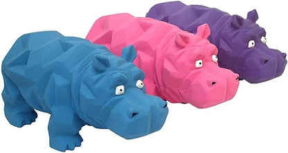Multipet 3 Pack of Origami Hippo Latex Dog Toys, 8 Inch, Assorted Colors