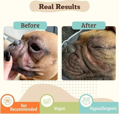 Natural Dog Company Wrinle Balm Bundle, (1) Dog Wrinkle Wipes, 50 Count (1) Travel Balm Stick, Dog Lotion for Dry Itchy Skin, Cleans Wrinkles, Plant Based, Dog Face Wipes - Image 2