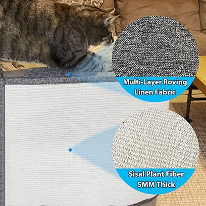 NATUYA Large Sisal Cat Scratching Mat for Couch Arm, Dark Gray, Right - Image 3