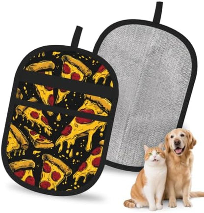 Pepperoni Pizza Slices Fast Food Black Pet Hair Removal Glove For Cats Dogs by FREEHOTU