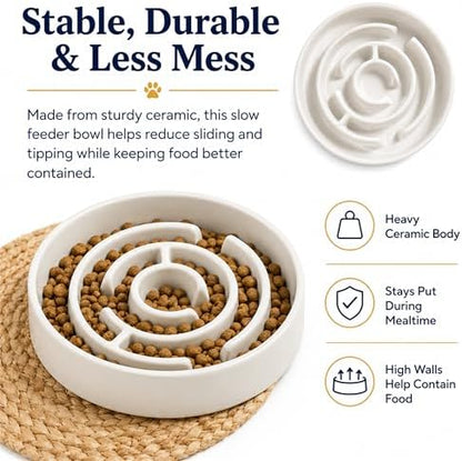 Ceramic Slow Feeder Dog Bowl 1.5 Cup Puzzle Dish for Small Medium Dogs - Image 6