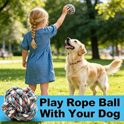 10 Pack Heavy Duty Cotton Dog Rope Balls for Puppies & Aggressive Chewers - Image 4