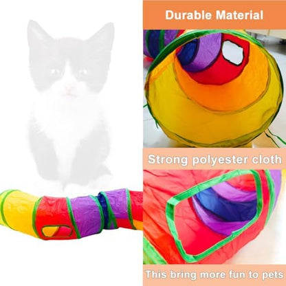 Cat Tunnel, Cat Tunnels for Indoor Cats, S-Shape Foldable Cats Cave - Image 4