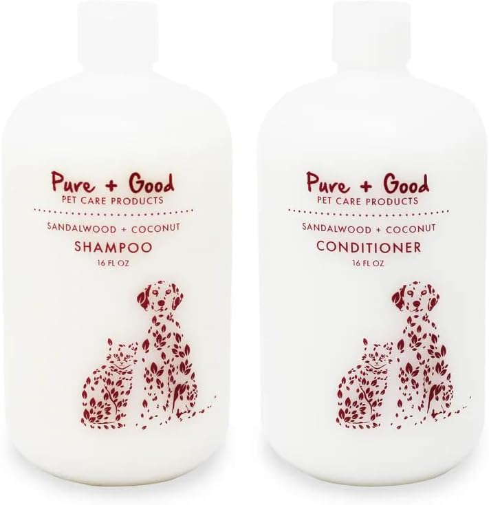 Shampoo and Conditioner Set, Formulated for All Pets, Gentle and Cleansing, Made in The USA, Cruelty Free, 16 fl oz (Sandalwood + Cocon)