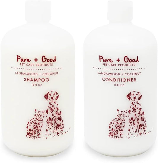 Shampoo and Conditioner Set, Formulated for All Pets, Gentle and Cleansing, Made in The USA, Cruelty Free, 16 fl oz (Sandalwood + Cocon)