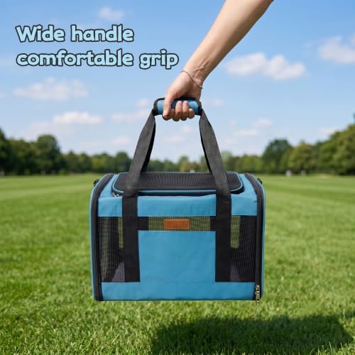YUNIQUE Soft-Sided Cat & Dog Carrier for Pets Up to 15 Lbs, Airline Approved Collapsible Travel Puppy Carrier with Lightweight Fabric Design (Blue) - Image 7