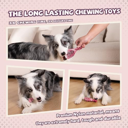 YINEYA Indestructible Dog Toys for Aggressive Chewers 3 Pack, Tough Dog Chew Toys for Aggressive Chewers Medium and Large Breeds, Durable Dog Toy to Keep Them Busy, Beef Flavored - Image 5