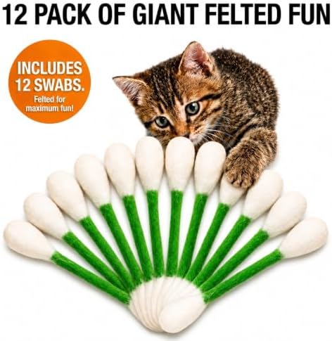 Glaciart One Swabs Cat Toys with Catnip - 12 Pk | Durable for Chew, Cute Cat Toys Interactive Kitty for Boredom, Exercise, & Play | Filled w/Organic Catnip for Anxiety & as Digestive Aid | Gift Idea - Image 6