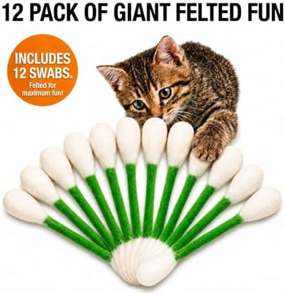Glaciart One Swabs Cat Toys with Catnip - 12 Pk | Durable for Chew, Cute Cat Toys Interactive Kitty for Boredom, Exercise, & Play | Filled w/Organic Catnip for Anxiety & as Digestive Aid | Gift Idea - Image 6