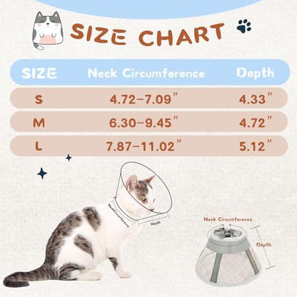 Supet Cat Cone Collar Soft, Air Mesh Recovery Collar to Stop Licking, Breathable Neck Cone Alternative, Lightweight Cat Head Cone Anti Scratch (Orange,M) - Image 7