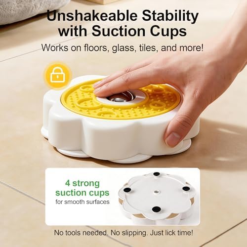 Rotating Dog Lick Mat with Stainless Steel Licking Ball, Slow Feeder Enrichment Toy for Dogs & Cats, Suction Cup Non-Slip Licking Bowl for Liquid Food, Reduces Boredom & Anxiety - Image 4