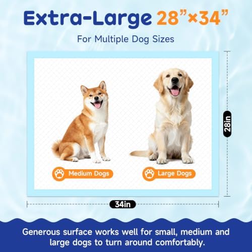 Extra Large Dog Pee Pads 100 Pack, Puppy Pads, Extra Absorbent, 34x28 in - Image 2