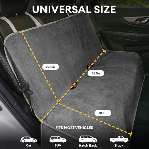 FUNNY FUZZY Dog Car Seat Cover for Back Seat, Back Seat Pet Cover for Dogs Waterproof, Scratchproof Dog Backseat Cover, Non-Slip Bench Car Seat Protector, Universal Fit Most Cars, SUVs, Trucks, Grey - Image 2