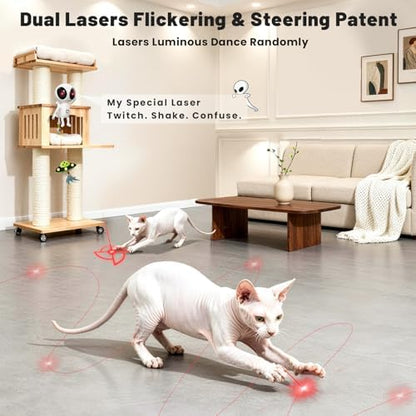 ORSDA Laser Cat Toys for Indoor Cats, 2 in 1 Interactive Automatic Dual Laser & Catnip UFO Dangler for Kitten Toys, Truly Random Trajectory Radar Motion-Activated, Rechargeable 4 Modes, Clamp Design - Image 3