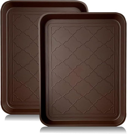 PetLike Boot Trays for Entryway Indoor, Pet Food Mat Trays, 16.7 x 12.8 inch 2 Packs, Waterproof Rubber Shoe Tray for Indoor and Outdoor, Multi-Purpose Tray for Boots, Shoes, Pets, Garden