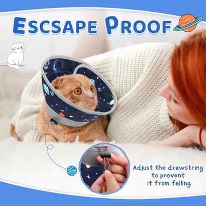 Cat Cone Collar Soft to Stop Licking, Adjustable, Foldable Lightweight Kitten Cones After Surgery Recovery for Cats & Kittens, Cat Cone Alternative, Easy Eating (Grey, L) - Image 6