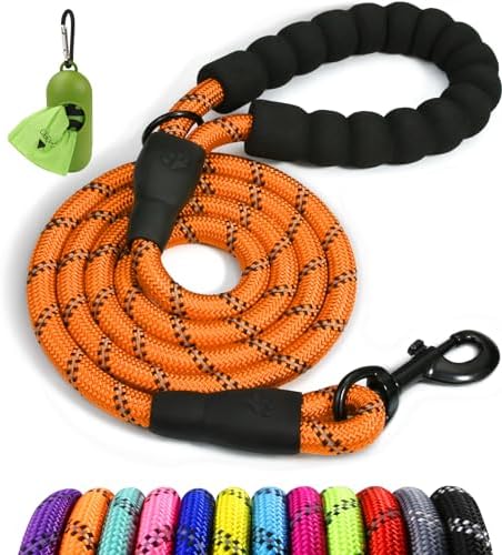 Taglory Rope Dog Leash for Small Medium Dogs, 6 FT Padded Handle, Orange by Taglory