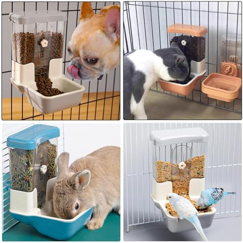 Hanging Automatic Food Dispenser, 27oz Large Capacity Hanging Pet Cage Feeder for Rabbit Bird Chinchilla Hedgehog Guinea Pig Ferret Kitty Puppy (Orange) - Image 5