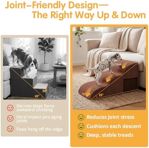 Topmart High Density Extended Foam Dog Ramp&Steps 3 Tiers,15.7" High - Image 2