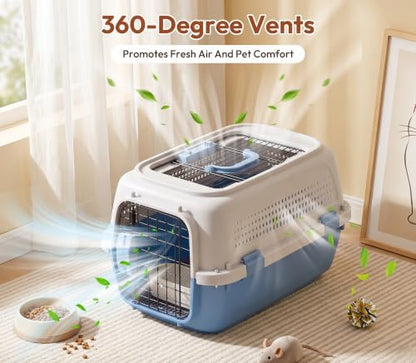 Dog & Cat Hard Carrier, 23IN Two-Door Plastic Pet Kennel with Ventilation - Image 5