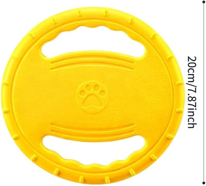 EVA Dog Flying Disc Toy, Durable Interactive Fetch with Dual Grip Holes, Non-Slip Floating Pet Toy for Small Medium Large Dogs, Outdoor Park Beach Play (Yellow)
