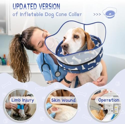 Supet Raised Inflatable Dog Cone Collar to Stop Licking, Soft Dog Cone Alternative After Surgery, Pet Neck Donut Collar for Small Medium Large Dogs - Image 2