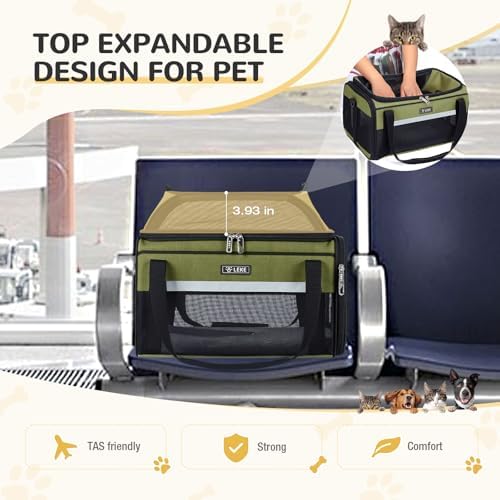 Lekereise Top-Expandable Pet Carrier 17x11x9.5 Inch Alaska Hawaiian Airline Approved Soft Sided Underseat to 12lbs Travel Carriers for Small Dogs and Cats with Locking Safety Zippers Anti-Scratch Mesh - Image 5