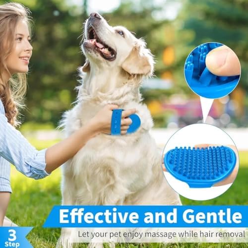 Silicone Pet Grooming Brush for Dogs & Cats – Soft Bath Brush, Gentle Deshedding & Massage Tool, Adjustable Hand Strap, Use Wet or Dry for Short & Long Hair Pets (Blue) - Image 4
