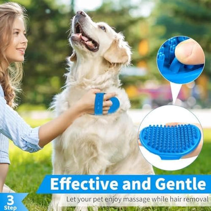 Silicone Pet Grooming Brush for Dogs & Cats – Soft Bath Brush, Gentle Deshedding & Massage Tool, Adjustable Hand Strap, Use Wet or Dry for Short & Long Hair Pets (Blue) - Image 4