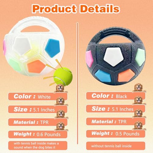 The Mellow Dog Calming Ball with Handle, Mellow Dog Calming Ball,Squeaky Floating Rubber Balls,Interactive Balls for Dogs Playing,Water Play,Training & Outdoor Games (Black) - Image 3