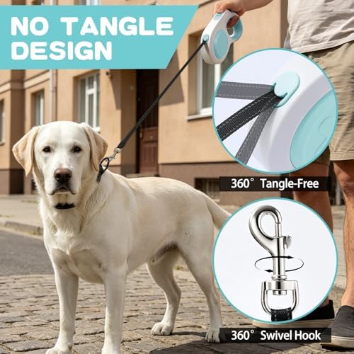 Retractable Dog Leash 9.84/16.4 ft, Tangle-Free One-Handed Brake - Image 2