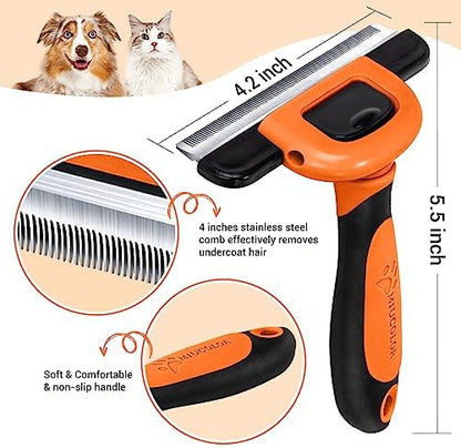 MIU COLOR Pet Grooming Brush, Deshedding Tool for Dogs & Cats, Orange - Image 2
