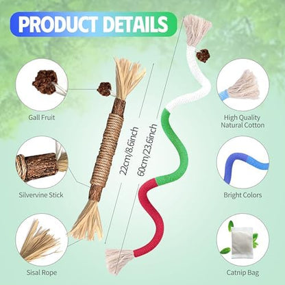Silvervine Sticks Cat Chew Toys for Indoor Cats Dental Care Teeth Cleaning, Natural Kitten & Cat Teething Toys for Health, Catnip Toys Cat Chew Rope Suitable for All Breeds of Aggressive Chewers Cat - Image 4