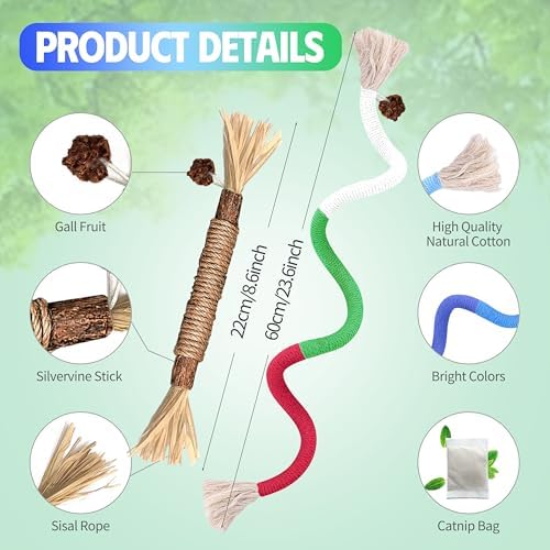Silvervine Sticks Cat Chew Toys for Indoor Cats Dental Care Teeth Cleaning, Natural Kitten & Cat Teething Toys for Health, Catnip Toys Cat Chew Rope Suitable for All Breeds of Aggressive Chewers Cat - Image 4