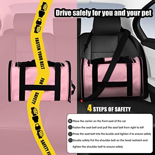 Cat Carrying Case - Pet Carrier Airline Approved, Protable and Breathable Pet Travel Carrier Removable Fleece Pad, Collapsible Cat Carrier Dog Carrier for Medium Cats Small Cats Dogs (Small, Pink) - Image 5