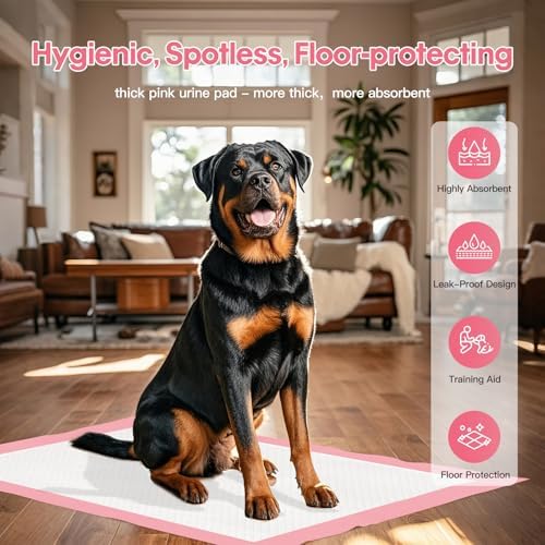 BinetGo Pink Disposable Pee Pads for Dogs, 25 Count 24” x 35.5” X-Large Wee Wee Pads for Dogs Urine, Extra Absorbent Unscented Puppy Pads, Pet Training Pad for Dog, Pink Doggy Pee Pads for Indoors - Image 2